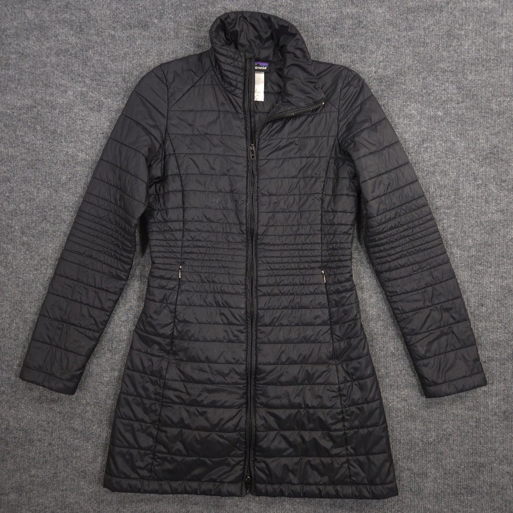 Patagonia Kai Lee Parka Jacket Womens‎ XS Black Quilted Slim Fit Lightweight